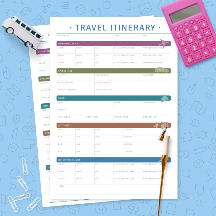 Itinerary template travel business word templates example pdf doc